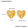 Jewelry wholesale Luxury Stainless Steel Zircon Stereoscopic Heart Studs Earrings