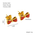 Jewelry wholesale 18K Gold Plated Stainless Steel Bow Earrings with Diamonds