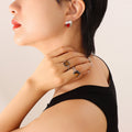 Jewelry wholesale Trendy Wholesale Blue&Red Crystal Heart Waterproof Studs Earrings