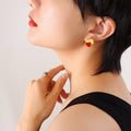 Jewelry wholesale Trendy Wholesale Blue&Red Crystal Heart Waterproof Studs Earrings