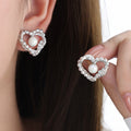 Jewelry wholesale Retro Jewelry 18K Gold Plated Irregular Pearl Heart Studs Earrings