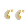 Jewelry wholesale Stainless Steel 18k Gold Plated French White Resin Stud Earrings