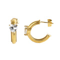 Jewelry wholesale Stainless Steel C-Shape Zirconia Earrings