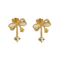 Jewelry wholesale Stainless Steel Earrings with Designer Diamond Ribbon