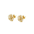 Jewelry wholesale Vintage Sunflower Pearl Stainless Steel Earrings