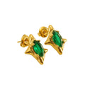 Jewelry wholesale Stainless Steel 18k Gold Plated Zirconia Starburst Stud Earrings