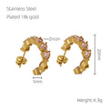 Jewelry wholesale Stainless Steel Airy Zirconia Design U-shaped Earrings