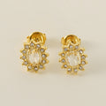 Jewelry wholesale Sunflower with Zirconia Stainless Steel Stud Earrings
