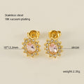 Jewelry wholesale Sunflower with Zirconia Stainless Steel Stud Earrings