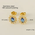 Jewelry wholesale Sunflower with Zirconia Stainless Steel Stud Earrings