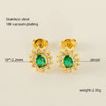 Jewelry wholesale Sunflower with Zirconia Stainless Steel Stud Earrings