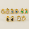 Jewelry wholesale Sunflower with Zirconia Stainless Steel Stud Earrings