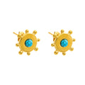 Jewelry wholesale Vintage Haute Couture 18k Gold Plated Turquoise Stainless Steel Earrings