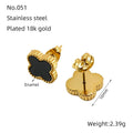 Jewelry wholesale Versatile Sweet Clover 18k Gold Stainless Steel Earrings