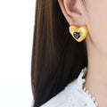 Jewelry wholesale Vintage Luxury Colorful Zircon Radial Pattern Heart Studs Earrings