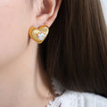 Jewelry wholesale Vintage Luxury Colorful Zircon Radial Pattern Heart Studs Earrings
