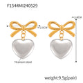 Jewelry wholesale Hot Selling Jewelry Bow Knot Heart 18K Gold Plated Studs Earrings