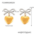 Jewelry wholesale Hot Selling Jewelry Bow Knot Heart 18K Gold Plated Studs Earrings
