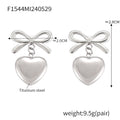 Jewelry wholesale Hot Selling Jewelry Bow Knot Heart 18K Gold Plated Studs Earrings
