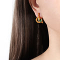 Jewelry wholesale Vintage Stainless Steel Glass Stones Irregular Heart Studs Earrings