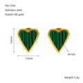 Jewelry wholesale Natural Stone White Shell Green Malachite Love Earrings