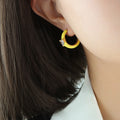 Jewelry wholesale Retro Fine Jewelry Yellow White Oil Drip Heart Zircon Studs Earrings