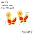 Jewelry wholesale Butterfly Stainless Steel and Colored Enamel Earrings