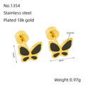 Jewelry wholesale Butterfly Stainless Steel and Colored Enamel Earrings