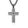 Wholesale Two-Tone Beveled Edge Cross Pendant Trendy European-American Style 304 Stainless Steel Necklace – Waterproof
