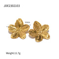 Wholesale Pearl Flower Minimalist High-End 304 Stainless Steel Stud Earrings & Adjustable Open Ring Set, Waterproof
