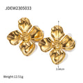 Wholesale Pearl Flower Minimalist High-End 304 Stainless Steel Stud Earrings & Adjustable Open Ring Set, Waterproof
