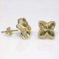 Wholesale four-leaf clover Cubic Zirconia hip-hop earrings