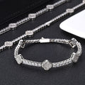 Jewelry wholesale Wholesale Four Leaf Clover Cubic Zirconia Hip Hop Tennis Chain Bracelet and Necklace, 7in-24in