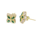 Wholesale four-leaf clover Cubic Zirconia hip-hop earrings