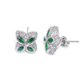 Wholesale four-leaf clover Cubic Zirconia hip-hop earrings