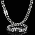 Wholesale Cross Cubic Zircon Hip Hop 304 Stainless Steel Cuban Chain Bracelet and Necklace,Chain 7in-30in,Waterproof