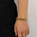 Wholesale Cuban Chain Hip Hop 304 Stainless Steel Bracelet - 18K Gold-Plated , Chain 7in-9in , Waterproof