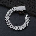 Wholesale Three rows of full diamonds Cubic Zirconia Hip-hop Rhombus-shaped Cuban Bracelet,7in-9in