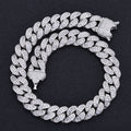 Wholesale 18mm Three-Row T-Shaped Iced Out Cuban Link Hip Hop Necklace | Chain Length 16in–24in