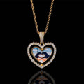 Wholesale hip-hop rotating double-sided heart-shaped photo pendant necklace,24in*3mm