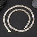 Wholesale 6mm Rectangular Tennis Chain Cubic Zirconia Necklace Hip Hop  – Spring Clasp, 16in-24in