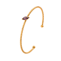 Jewelry wholesale Unique Stainless Steel 18K Gold Plated Purple GEM Stone Bangles