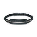 Jewelry wholesale New Braided Leather Black Plated Rectangle Charm Clasp Bracelet