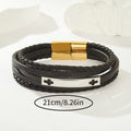 Jewelry wholesale Explosive Hand-Woven Leather Black Plated Rectangle Men's Bracelet