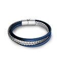 Jewelry wholesale Hot Sale Trendy Triple Chain Cuban Leather Men's Bracelet