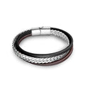 Jewelry wholesale Hot Sale Trendy Triple Chain Cuban Leather Men's Bracelet