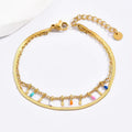 Jewelry wholesale Best Selling Colorful Beads Flat Snake Chain Double Layer Bracelet