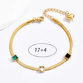 Jewelry wholesale Classic Stainless Steel Square Zirconia Flat Snake Chain Bracelet