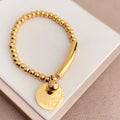 Jewelry wholesale Hot Sale PVD Waterproof Letter Round Charm Geometric Bracelet