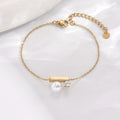 Jewelry wholesale Seconds Pearl Zircon Geometric Pendant Oval Link Bracelet